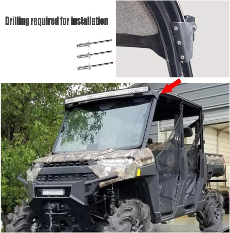 DarSeity Front Upper Roof Windshield Pro-fit Cage 50-52 inch Curved Light Bar Mount Brackets Compatible with Polaris Ranger 570 900 1000 XP 900 EPS - Image 3